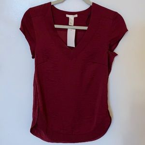 H&M Burgundy Short Sleeve Blouse